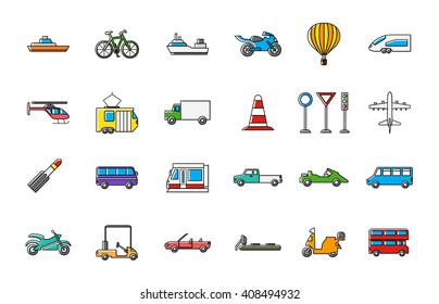 Set of 24 Transport colorful vector icons 