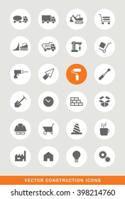 Set of 24 Universal Construction Icons. Isolated Elements.