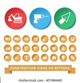 Set of 24 Universal Construction Icons. Isolated Elements.