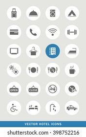 Set of 24 Universal Hotel Icons. Isolated Elements.