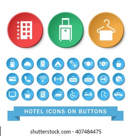 Set of 24 Universal Hotel Icons. Isolated Elements.