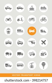 Set of 24 Universal Transport Icons. Isolated Elements.