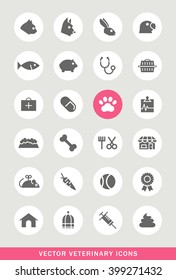 Set of 24 Universal Veterinary Icons. Isolated Elements.