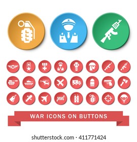 Set of 24 Universal War Icons. Isolated Elements.
