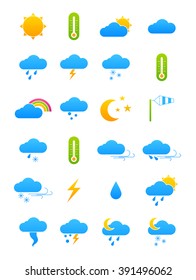 Set of 24 vector color weather forecast icons