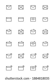Set of 24 vector illustration message outline icons or symbols. mail and communication design graphic. Eps 10