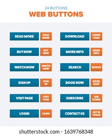 Set of 24 web buttons with text