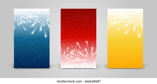 Conjunto de banners verticales de 240 x 400 con fuegos artificiales