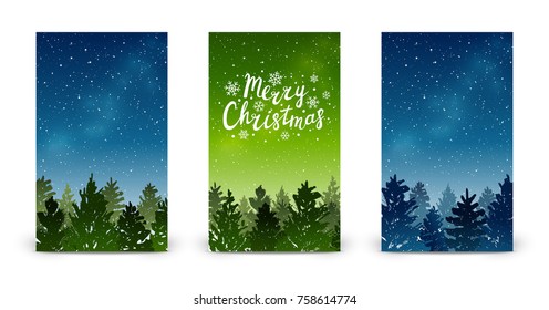 Set of 240 x 400 vertical banners with Christmas trees