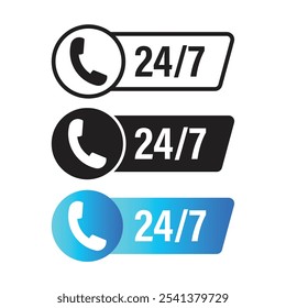 Set Of 24-7 Service Vector Design.