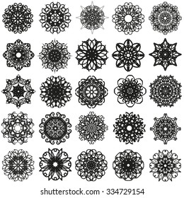 set of 25 abstract geometric mandala round ornaments