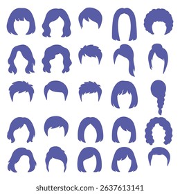 set 25 blue hairstyles vector on white background
Vector set with hairstyles