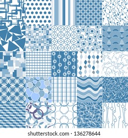 Set of 25 blue seamless patterns. seamless pattern can be used for wallpaper, website background, textile printing