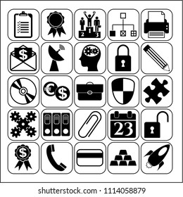 Set of 25 business high quality icons. Collection. Amazing design. Vector Illustration.