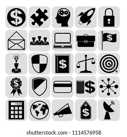 Set of 25 business high quality icons. Collection. Amazing desing. Vector Illustration.