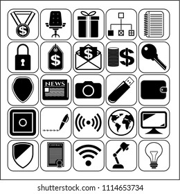 Set of 25 business high quality icons. Collection. Flat design. Vector Illustration.