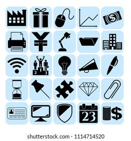 Set of 25 business high quality icons. Collection. Flat design. Vector Illustration.