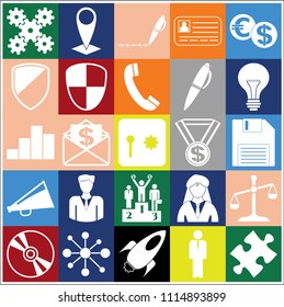 Set of 25 business high quality icons. Collection. Detailed design. Vector Illustration.