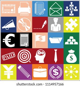 Set of 25 business high quality symbols or icons. Collection. Amazing desing. Vector Illustration.