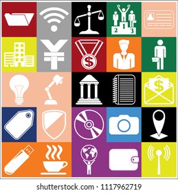 Set of 25 business high quality icons. Collection. Flat design. Vector Illustration.