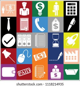 Set of 25 business high quality symbols or icons. Collection. Amazing desing. Vector Illustration.