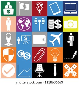 Set of 25 business high quality icons. Collection. Amazing desing. Vector Illustration.
