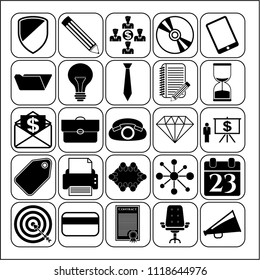 Set of 25 business high quality symbols or icons. Collection. Amazing desing. Vector Illustration.