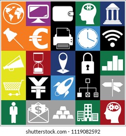Set of 25 business high quality icons. Collection. Amazing desing. Vector Illustration.