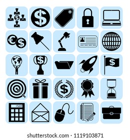 Set of 25 business high quality icons or symbols. Collection. Amazing desing. Vector Illustration.