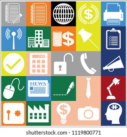 Set of 25 business high quality symbols. Collection. Detailed design. Vector Illustration.