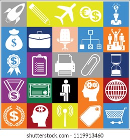 Set of 25 business high quality icons. Collection. Flat design. Vector Illustration.