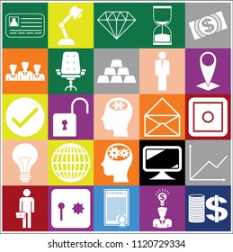 Set of 25 business high quality symbols or icons. Collection. Amazing desing. Vector Illustration.