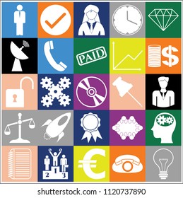 Set of 25 business high quality icons. Collection. Amazing desing. Vector Illustration.