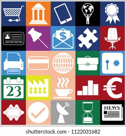 Set of 25 business high quality symbols or icons. Collection. Detailed design. Vector Illustration.