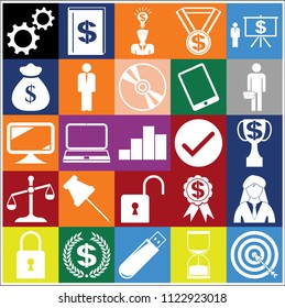 Set of 25 business high quality icons. Collection. Amazing desing. Vector Illustration.