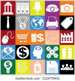 Set of 25 business high quality symbols. Collection. Amazing desing. Vector Illustration.