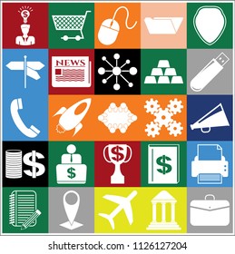 Set of 25 business high quality symbols or icons. Collection. Amazing desing. Vector Illustration.