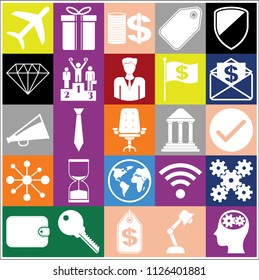 Set of 25 business high quality symbols. Collection. Amazing desing. Vector Illustration.