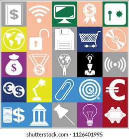 Set of 25 business high quality icons or symbols. Collection. Amazing desing. Vector Illustration.