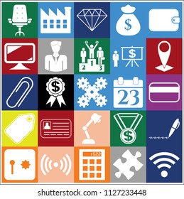 Set of 25 business high quality icons or symbols. Collection. Amazing desing. Vector Illustration.