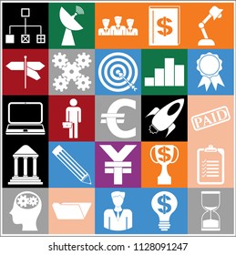 Set of 25 business high quality icons. Collection. Flat design. Vector Illustration.