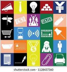 Set of 25 business high quality icons. Collection. Detailed design. Vector Illustration.