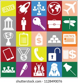Set of 25 business high quality icons or symbols. Collection. Amazing desing. Vector Illustration.