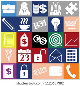 Set of 25 business high quality symbols or icons. Collection. Detailed design. Vector Illustration.