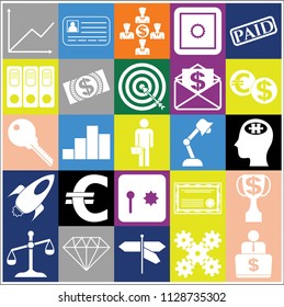 Set of 25 business high quality icons or symbols. Collection. Amazing desing. Vector Illustration.