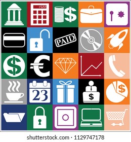 Set of 25 business high quality icons or symbols. Collection. Amazing desing. Vector Illustration.