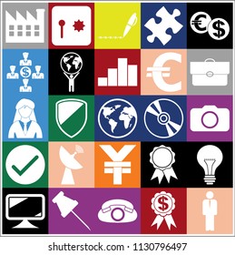 Set of 25 business high quality icons. Collection. Flat design. Vector Illustration.