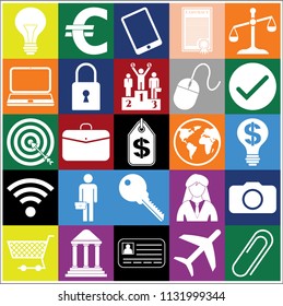 Set of 25 business high quality symbols. Collection. Amazing desing. Vector Illustration.