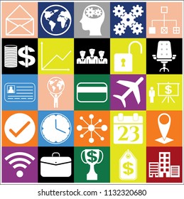 Set of 25 business high quality symbols. Collection. Detailed design. Vector Illustration.