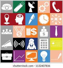 Set of 25 business high quality icons. Collection. Amazing desing. Vector Illustration.